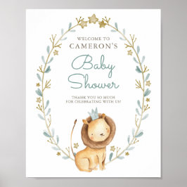 Välkomsthälsning för Lejona prins Baby Shower Poster
