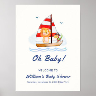 Välkomsthälsning för Lejona sjöbåtsbabybåtsskor fö Poster