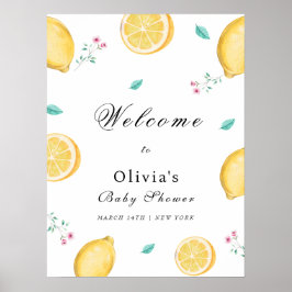 Välkomsthälsning för Lemon Citrus Baby Shower, som Poster