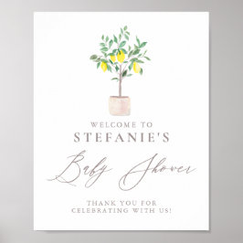 Välkomsthälsning för Lemon Träd Baby Shower Poster