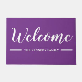 Välkomsthälsning för lila och vit Namn