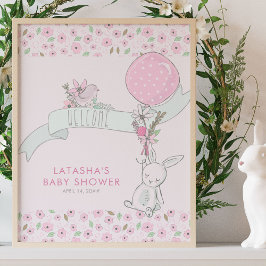 Välkomsthälsning för Little Bunny och Balloon Baby Poster
