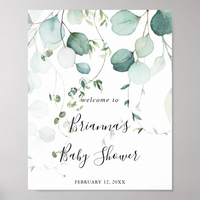 Välkomsthälsning för Löv Baby Shower på sommaren G Poster (Framsidan)