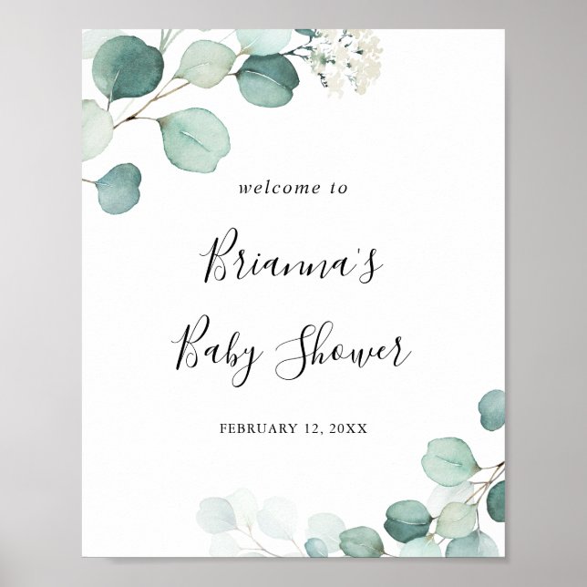 Välkomsthälsning för Löv Baby Shower på sommaren G Poster (Framsidan)
