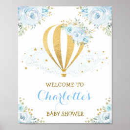 Välkomsthälsning för Luftballong av vit Blommigt Poster