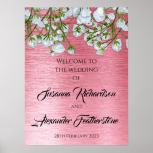Välkomsthälsning för metallisk Rosa och Vit ros Br Poster