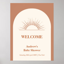 Välkomsthälsning för minimalistisk Boho Arch Sunsh Poster