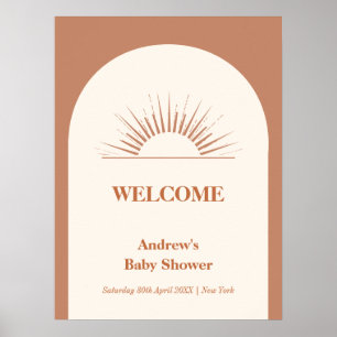 Välkomsthälsning för minimalistisk Boho Arch Sunsh Poster