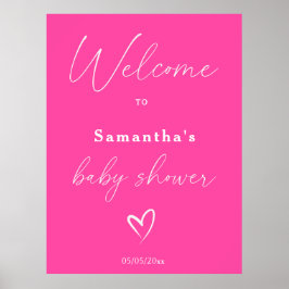Välkomsthälsning för minimalistisk enkel Rosa Baby Poster