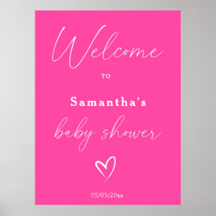Välkomsthälsning för minimalistisk enkel Rosa Baby Poster