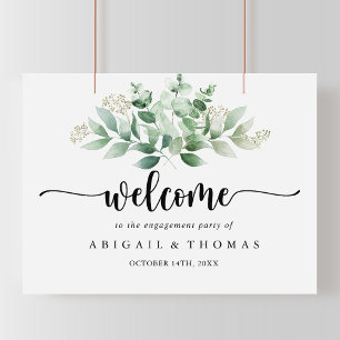 Välkomsthälsning för minimalistisk Eucalyptus-Förl Poster