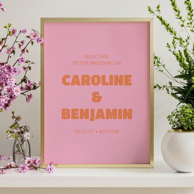 Välkomsthälsning för minimalistisk Retro-Rosa och  Poster (Skapare uppladdad)
