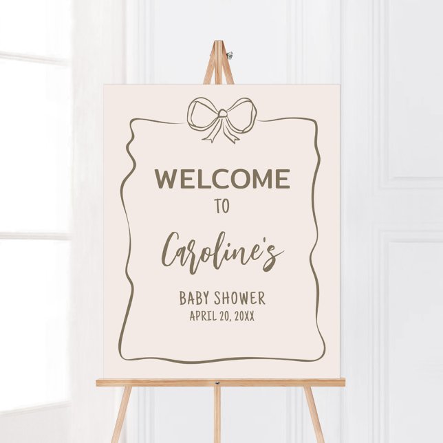 Välkomsthälsning för minimalistiskt Coquette Baby  Poster (Minimalist Coquette Baby Shower Welcome Sign)