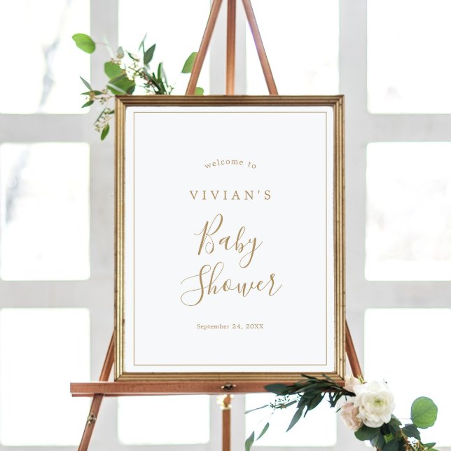 Välkomsthälsning för minimalistiskt Guld babydusch Poster (Skapare uppladdad)