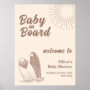 Välkomsthälsning för minsta neutralt Boho Surfboar Poster