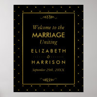 Välkomsthälsning för Modern Black & Gold Foil Effe