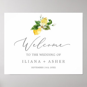 Välkomsthälsning för Modern Lemon Garden Wedding Poster