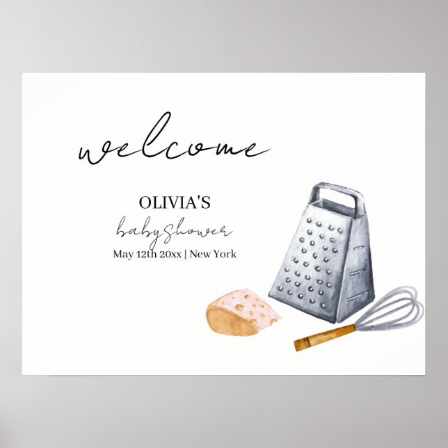 Välkomsthälsning för modern minimalistisk kök, bab poster (Framsidan)