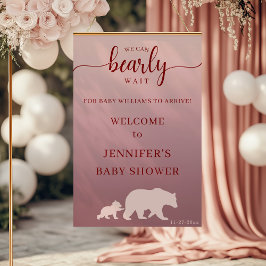 Välkomsthälsning för Modern Rosa Bear Baby Shower Poster