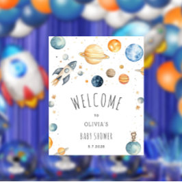 Välkomsthälsning för modern Rymden Baby Shower Poster