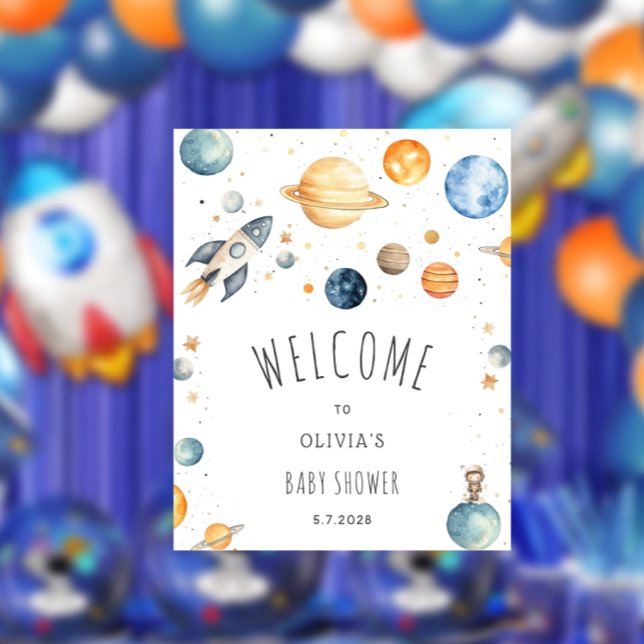 Välkomsthälsning för modern Rymden Baby Shower Poster (Skapare uppladdad)
