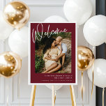 Välkomsthälsning för modern vinterfixerbar burgund poster<br><div class="desc">Bygg upp säsongens anda med vår exquisite Modern Calligraphy Winter Festive Collection in luxurious Burgundy Red. Från fantastiska inbjudningar som anger tonen till elegantens skylt och party-dekanter som kommer att locka dina gäster,  är den här samlingen designad för att infektera värme och stil i firande. #zazzlemade</div>