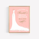 Välkomsthälsning för  Möhippa i elegant Guld Poster<br><div class="desc">Välkomstskylt/poster i bröllop-möhippa för att snyggten ska bli brud till att vara en blommande bröllop,  anpassningsbar som kan vara personlig och ett färg schema av vit,  /koral rosa och antika guld.</div>
