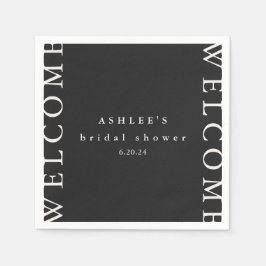 Välkomsthälsning för möhippa, svart och genomskinl pappersservett