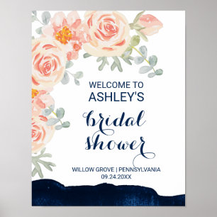 Välkomsthälsning för Möhippan blommigt och marin v Poster