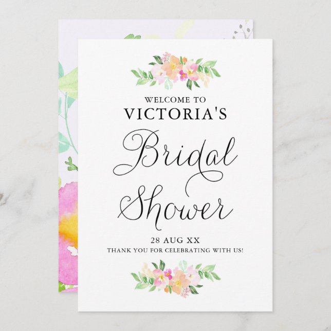 Välkomsthälsning för Möhippan Blommigtar för vatte Inbjudningar (Fram/baksida)