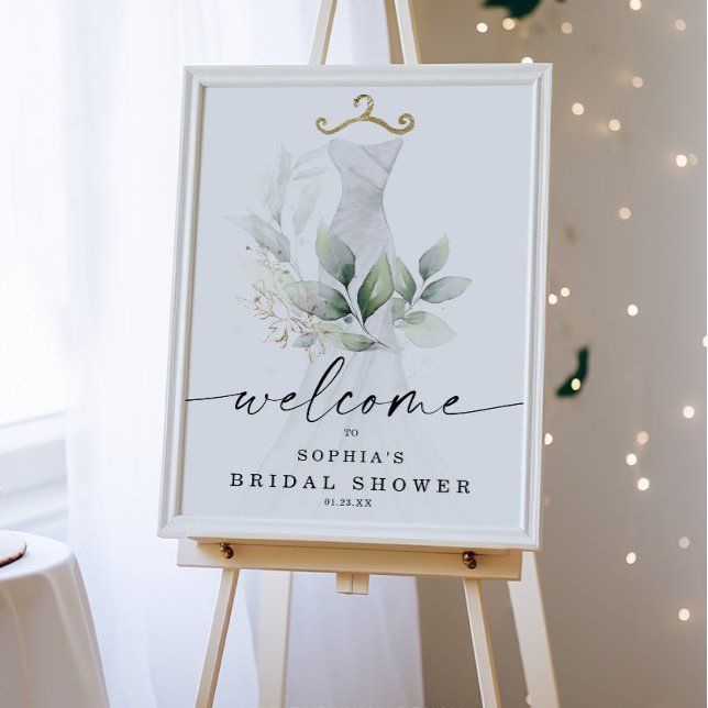 Välkomsthälsning för Möhippan Watercolor Greenery  Poster (Skapare uppladdad)
