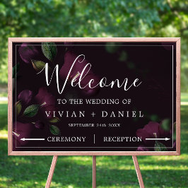 Välkomsthälsning för moody Lila Blooms Mönster Poster