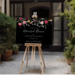 Välkomsthälsning för multifärgad Wildblomma Rehear Poster<br><div class="desc">Den här multifärgaden är ett välkomsttecken för jakt- och blomstermiddagen som är perfekt för en modern bröllop-repetition. Utformningen har ett flerfärgat sortiment av blommor av rosa,  ,  lila,  gult,  vitt,  violett,  rött,  burgudisk vild i svart bakgrund.</div>