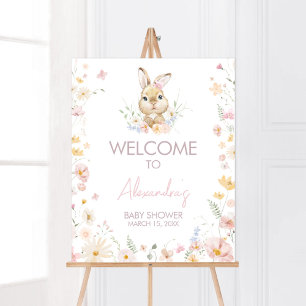 Välkomsthälsning för nåbunny Baby Shower Poster