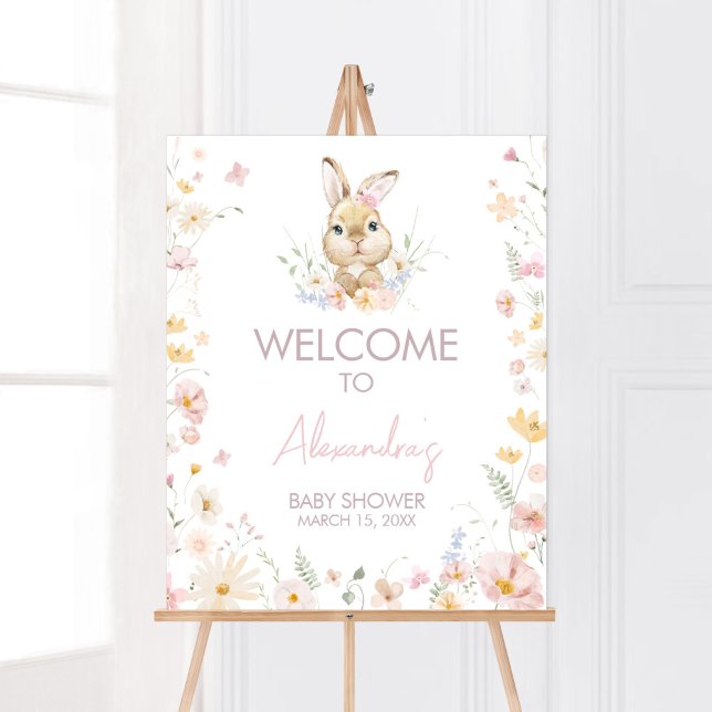 Välkomsthälsning för nåbunny Baby Shower Poster (Somebunny Rabbit Baby Shower Welcome Sign)