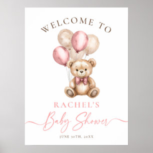 Välkomsthälsning för nalle Balloths Baby Shower Poster