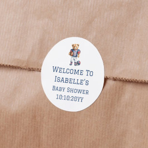 Välkomsthälsning för Nallen Baby Shower Runt Klistermärke