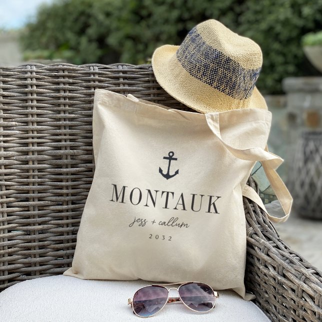 Välkomsthälsning för Nautical Anchor Destinations  Tygkasse (Nautical anchor wedding totes)