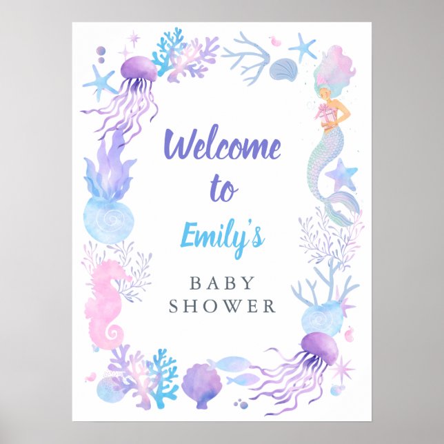 Välkomsthälsning för Pastel Baby Shower, söt liten Poster (Framsidan)