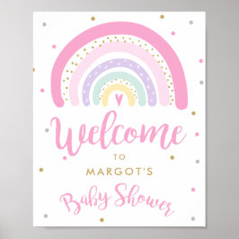 Välkomsthälsning för Pastel Rainbow Baby Shower Poster