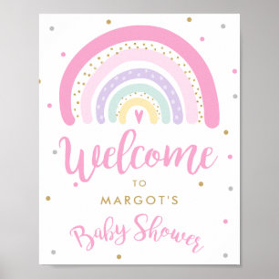 Välkomsthälsning för Pastel Rainbow Baby Shower Poster