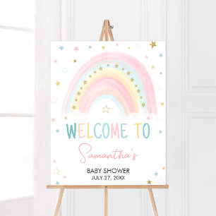 Välkomsthälsning för Pastel Rainbow Baby Shower Poster