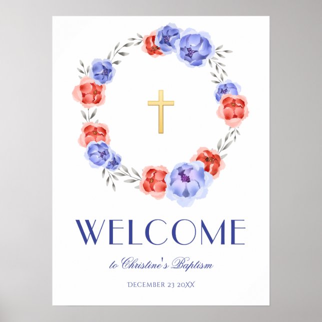 Välkomsthälsning för Peony Wandespatercolor Välkom Poster (Framsidan)