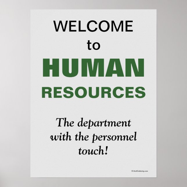 Välkomsthälsning för personalavdelningen Humous HR Poster (Framsidan)