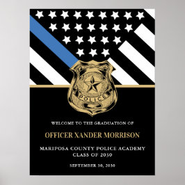 Välkomsthälsning för poliser Studenten Blue Line F Poster