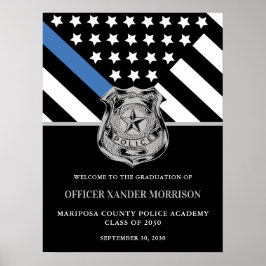 Välkomsthälsning för poliser Studenten Blue Line F Poster