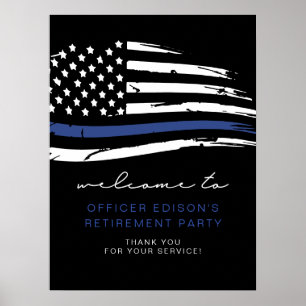 Välkomsthälsning för polistunneln Blue Line Flagga Poster