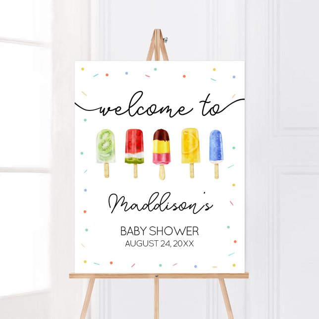 Välkomsthälsning för popsicle Baby Shower Poster (Ready to Pop Baby Shower Welcome Sign)