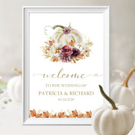 Välkomsthälsning för Pumpkin Blommigt Fall Wedding Poster