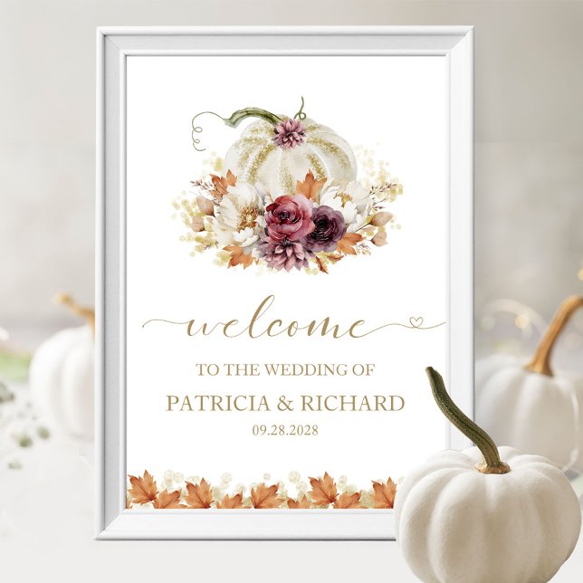 Välkomsthälsning för Pumpkin Blommigt Fall Wedding Poster (Skapare uppladdad)